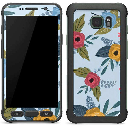 Blue Fall Flowers Galaxy S7 Active Skin