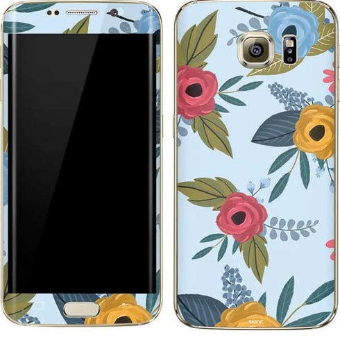 Blue Fall Flowers Galaxy S7 Edge Skin
