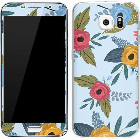 Blue Fall Flowers Galaxy S7 Skin