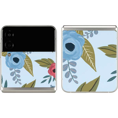 Blue Fall Flowers Galaxy Z Flip3 5G Skin