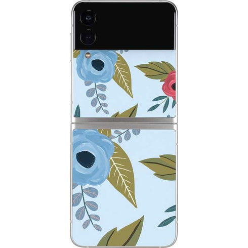 Blue Fall Flowers Galaxy Z Flip4 5G Skin
