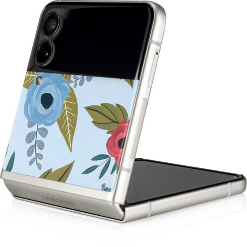 Blue Fall Flowers Galaxy Z Flip4 5G Skin