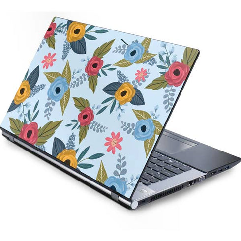 Blue Fall Flowers Generic Laptop Skin