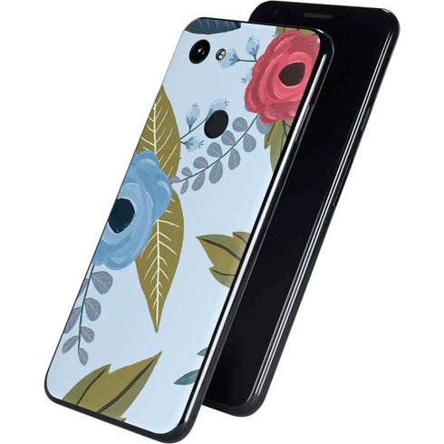 Blue Fall Flowers Google Pixel 3a XL Skin