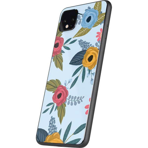 Blue Fall Flowers Google Pixel 4 XL Skin