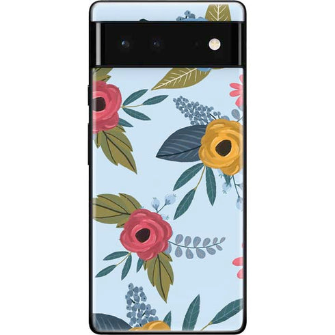 Blue Fall Flowers Google Pixel 6 Skin