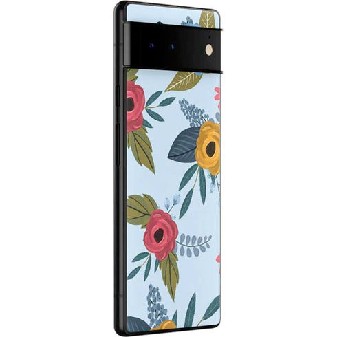 Blue Fall Flowers Google Pixel 6 Skin
