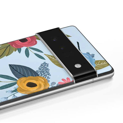 Blue Fall Flowers Google Pixel 6 Skin