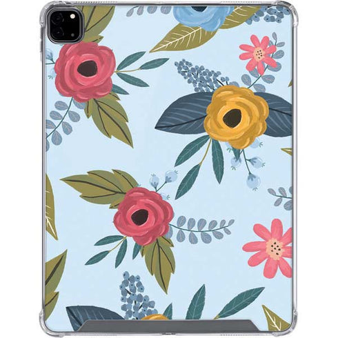 Blue Fall Flowers iPad Pro 12.9in (2020) Clear Case