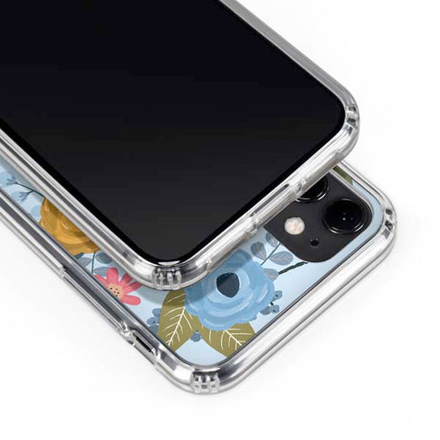 Blue Fall Flowers iPhone 11 Clear Case
