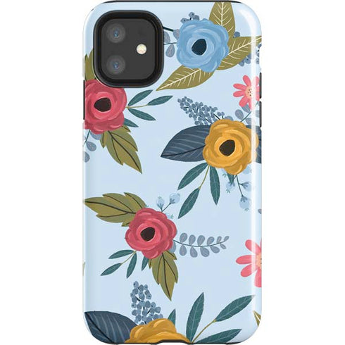 Blue Fall Flowers iPhone 11 Impact Case