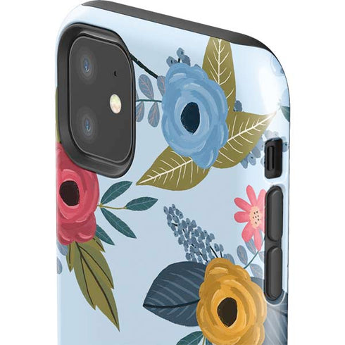 Blue Fall Flowers iPhone 11 Impact Case