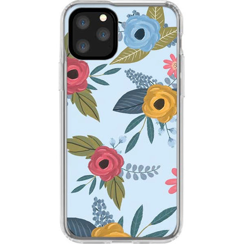 Blue Fall Flowers iPhone 11 Pro Clear Case