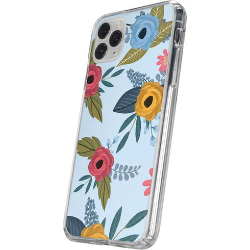 Blue Fall Flowers iPhone 11 Pro Clear Case