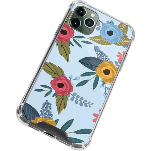 Blue Fall Flowers iPhone 11 Pro Max Clear Case
