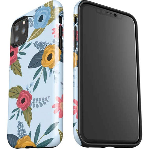 Blue Fall Flowers iPhone 11 Pro Max Impact Case