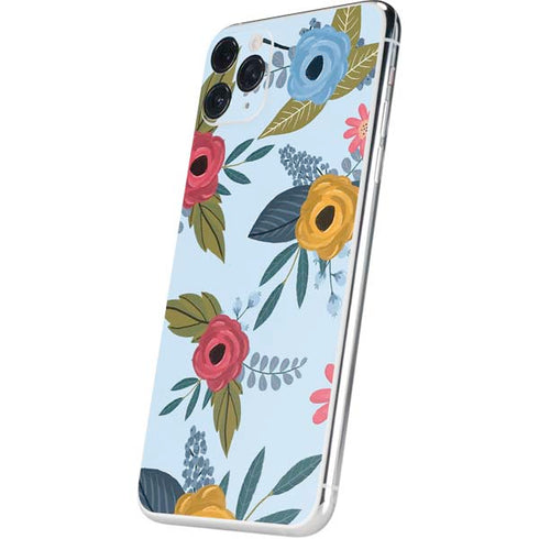 Blue Fall Flowers iPhone 11 Pro Max Skin