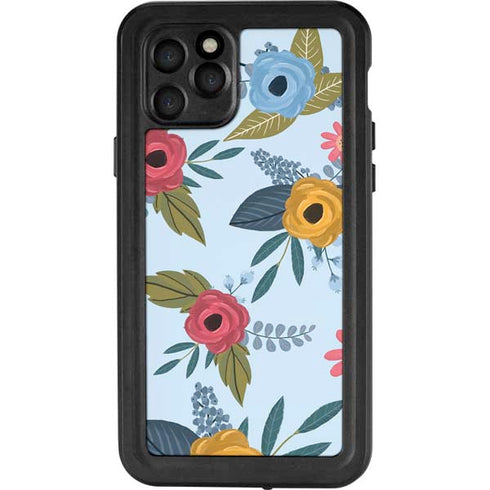 Blue Fall Flowers iPhone 11 Pro Waterproof Case