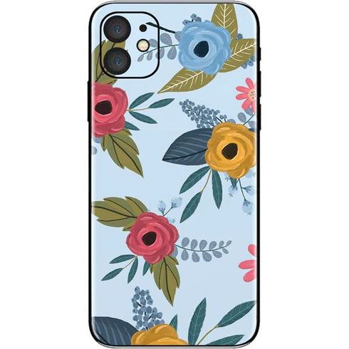 Blue Fall Flowers iPhone 11 Skin