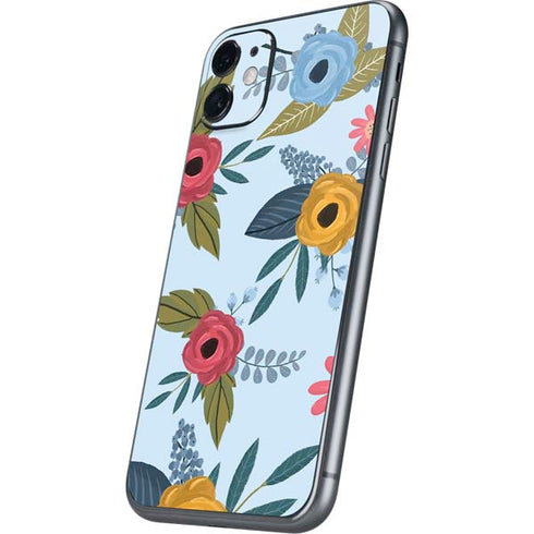 Blue Fall Flowers iPhone 11 Skin