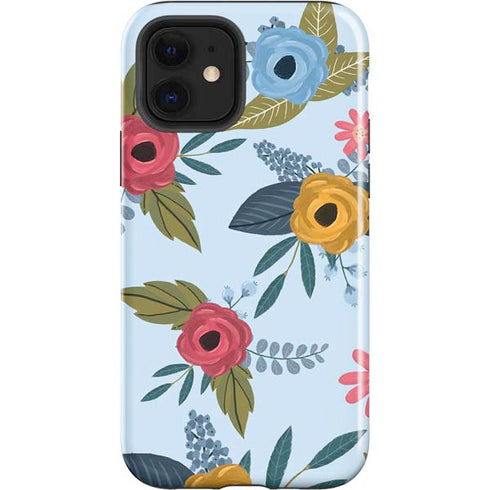 Blue Fall Flowers iPhone 12 Impact Case