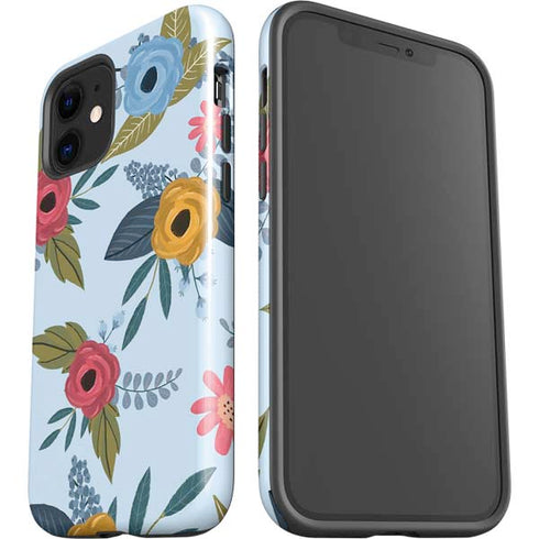 Blue Fall Flowers iPhone 12 Impact Case