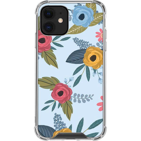 Blue Fall Flowers iPhone 12 Mini Clear Case