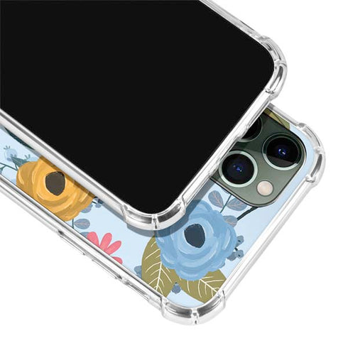 Blue Fall Flowers iPhone 12 Pro Clear Case