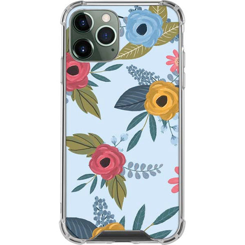 Blue Fall Flowers iPhone 12 Pro Max Clear Case