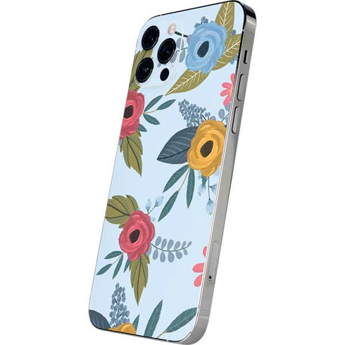 Blue Fall Flowers iPhone 12 Pro Max Skin
