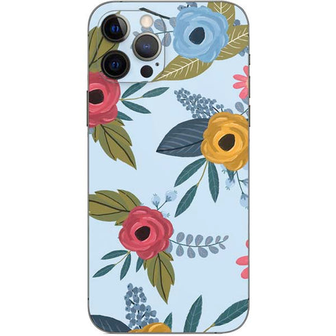 Blue Fall Flowers iPhone 12 Pro Skin