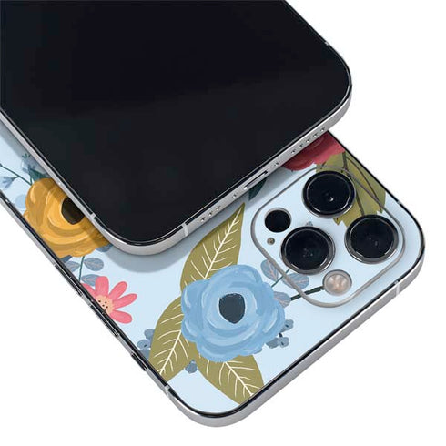 Blue Fall Flowers iPhone 12 Pro Skin