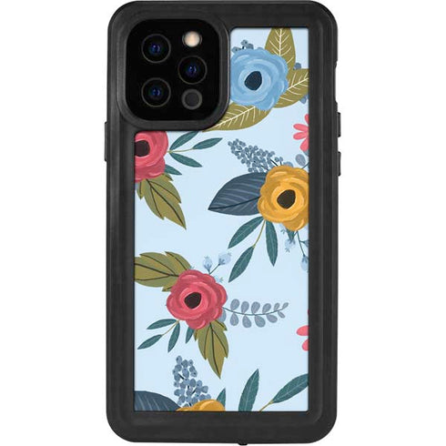 Blue Fall Flowers iPhone 12 Pro Waterproof Case
