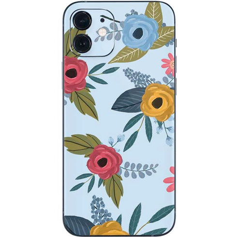 Blue Fall Flowers iPhone 12 Skin