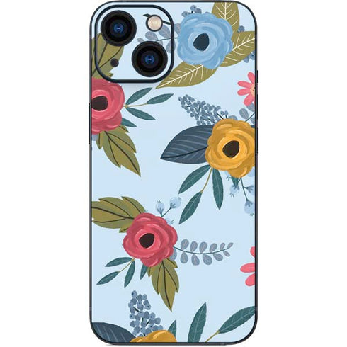 Blue Fall Flowers iPhone 13 Mini Skin