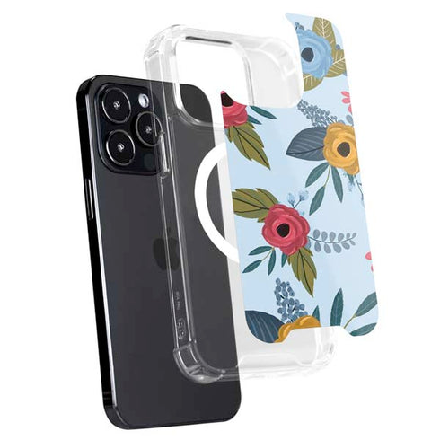 Blue Fall Flowers iPhone 13 Pro Max MagSafe Case
