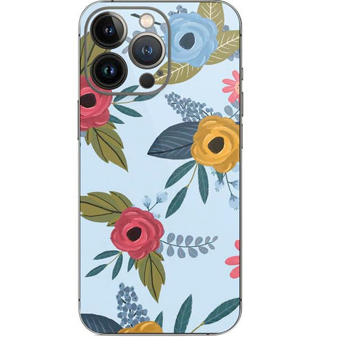 Blue Fall Flowers iPhone 13 Pro Skin