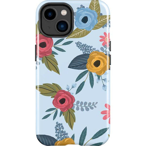 Blue Fall Flowers iPhone 14 Plus Impact Case