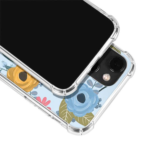 Blue Fall Flowers iPhone 14 Plus Clear Case