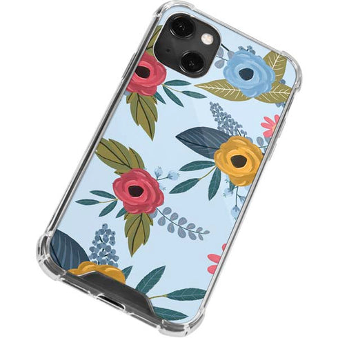 Blue Fall Flowers iPhone 14 Plus Clear Case