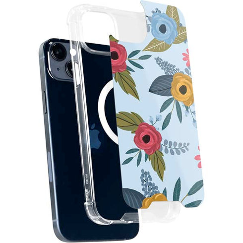 Blue Fall Flowers iPhone 15 Plus MagSafe Case