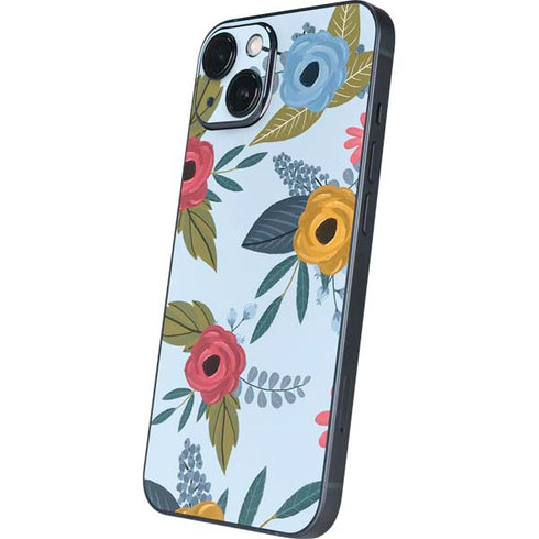 Blue Fall Flowers iPhone 15 Plus Skin