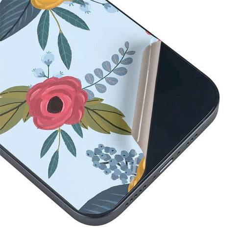 Blue Fall Flowers iPhone 14 Plus Skin