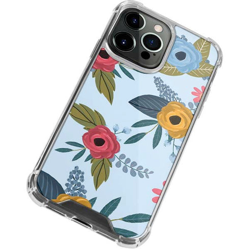 Blue Fall Flowers iPhone 15 Pro Clear Case