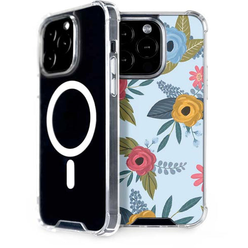 Blue Fall Flowers iPhone 15 Pro MagSafe Case