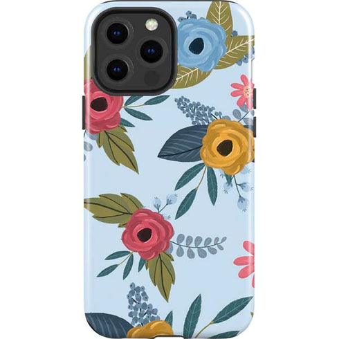 Blue Fall Flowers iPhone 15 Pro Max Impact Case