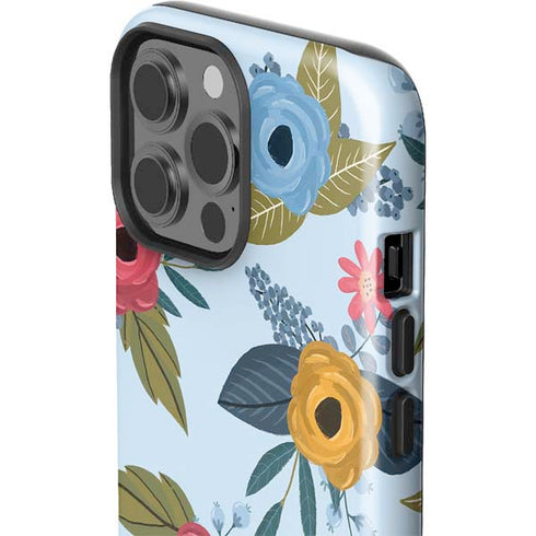 Blue Fall Flowers iPhone 15 Pro Max Impact Case