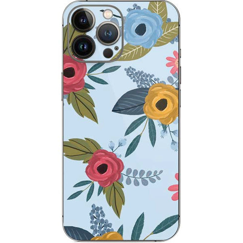 Blue Fall Flowers iPhone 14 Pro Max Skin