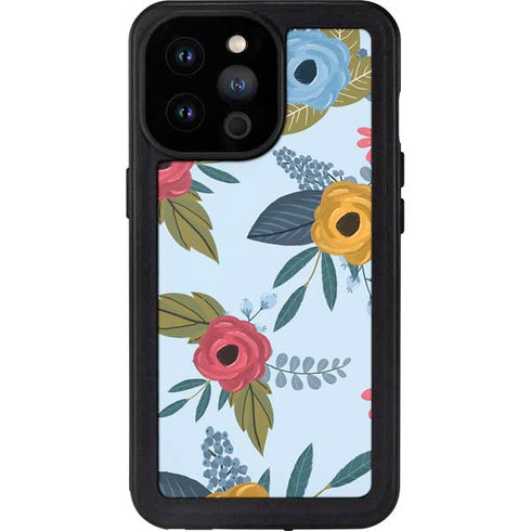 Blue Fall Flowers iPhone 14 Pro Max Waterproof Case