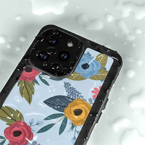 Blue Fall Flowers iPhone 14 Pro Max Waterproof Case